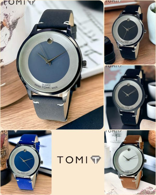 TOMI Quartz Swiss Stylish Watch – Leather Strap & Water-Resistant Design